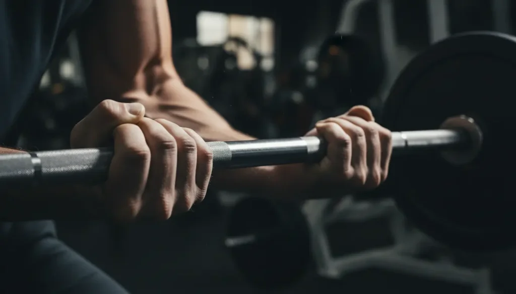 Close-up of hands gripping a barbell at maximum effort — the science of momentary muscle failure explained
